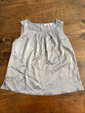 Sleeveless Pleated Light Gray Blouse
